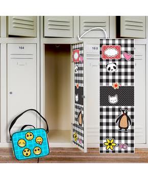 Black & White Plaid Locker Decal & Emoji Patches