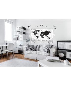 Black & White Plaid Map Giant Wall Decal