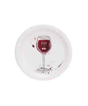 Wine Party My Glass Is Full Cocktail Plates (8)