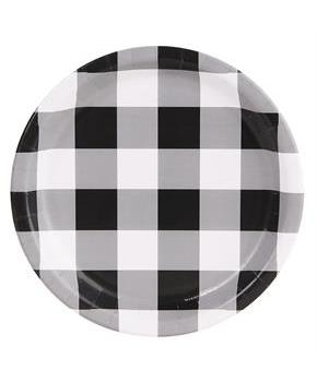Fancy Floral Buffalo Check Dinner Plate