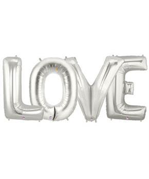Jumbo Silver Foil Balloons-LOVE