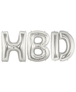 Jumbo Silver Foil Balloons-HBD