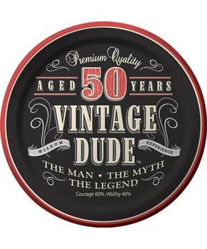 Vintage Dude 50th Cake Plates 7"