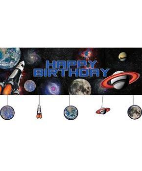 Space Blast Party Banner W/ Hanging Attachments