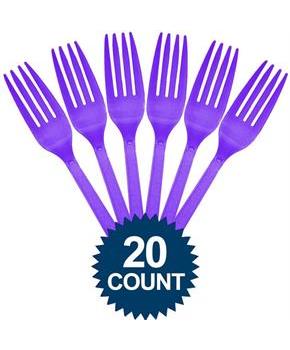 Purple Plastic Forks 