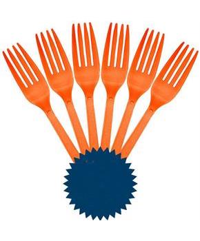 Orange Plastic Forks 