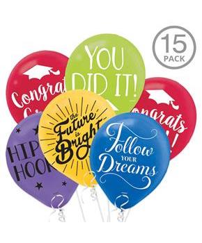 Multicolor Graduation Latex Balloons wit