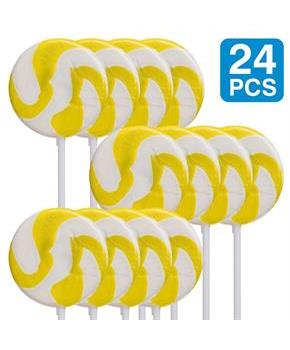 Lemon Yellow 2" Swirl Lollipops (24)
