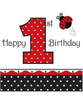 Ladybug 1st Birthday Napkins