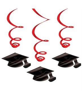 Graduation Foil Swirl Red Decorations (1)