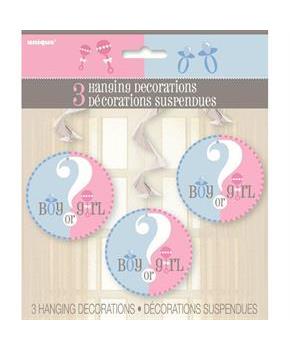 Gender Reveal Hanging Swirl Decorations
