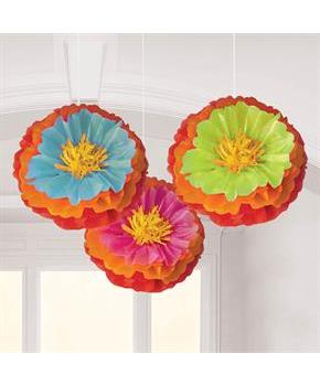 Fiesta Fluffy Flower 16" Decorations (3)