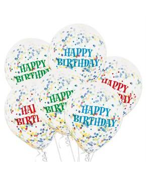 Clear Latex Birthday Balloons With Confetti 