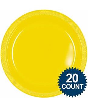 Bright Yellow 10 Plastic Dinner Plates