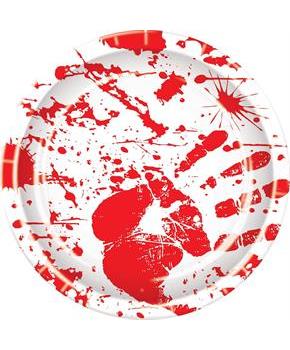 Bloody Handprints 9" Plates (8)