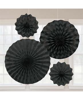 Black Glitter Paper Fan Decorations (4)