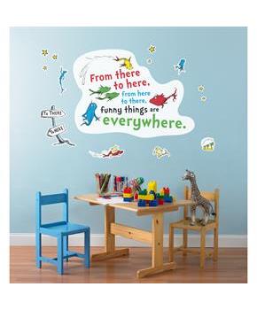 Dr. Seuss One Fish Two Fish Inspirational Quote Giant Wall Decal 49” x 39”