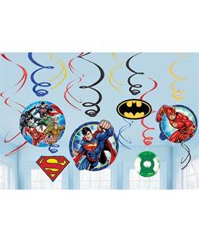 Justice League Foil Swirl Decorations (12 Pieces)