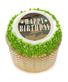 Camouflage 2" Edible Cupcake Topper (12 Images)