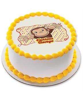 Curious George Let's Celebrate 7.5" Round Edible Cake Topper (Each)