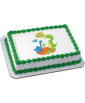 Dino Birthday Quarter Sheet Edible Cake Topper (Each)