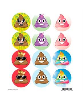Emoji Poop Assortment Stickers (Sheet of 12)