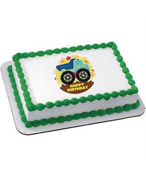 Happy Birthday Truck Quarter Sheet Edible Cake Topper (Each)