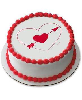 Heart and Arrow 7.5" Round Edible Cake Topper (Each)