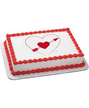 Heart and Arrow Quarter Sheet Edible Cake Topper (