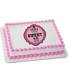 Sweet 16 Quarter Sheet Edible Cake Topper (Each)