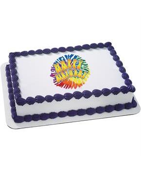 Tie Dye Quarter Sheet Edible Cake Topper (Each)