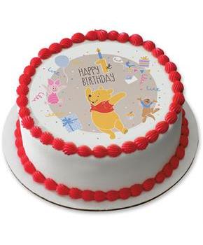 Winnie the Pooh 1st Birthday 7.5" Round Edible Cake Topper (Each)