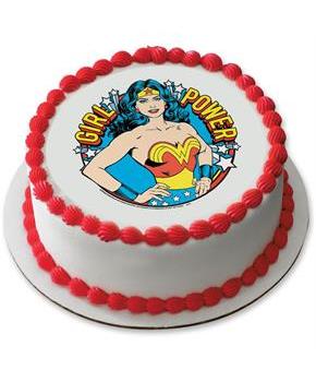 Wonder Woman Girl Power 7.5" Round Edible Cake Topper (Each)