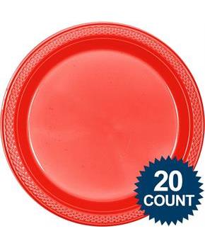 Red Plastic Plates, 10" 
