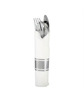 Rolled Silver Premium Plastic Cutlery Sets (10 Count)