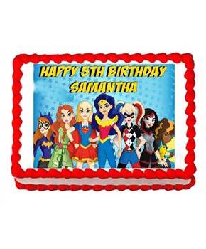 DC Super Hero Girls Quarter Sheet Edible Cake Topper (Each)
