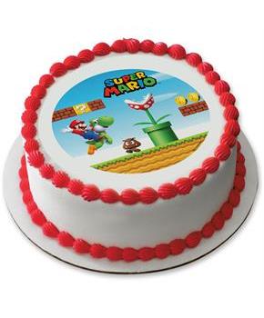 Super Mario Kingdom 7.5" Round Edible Cake Topper (Each)