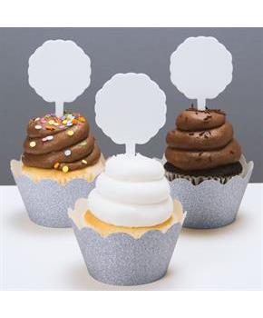 White Plastic Cupcake Picks (12)