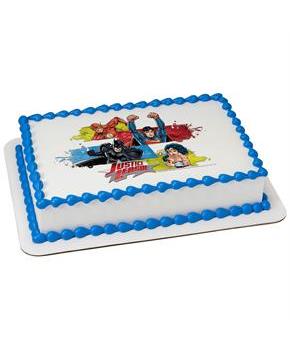 Justice League Team Unite Quarter Sheet Edible Cake Topper (Each)