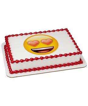 Emoji Heart Eyes Quarter Sheet Edible Cake Topper (Each)