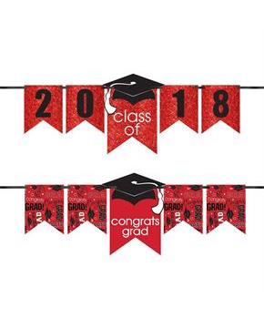 Congrats Grad Glitter Red Graduation Year Banner Kit
