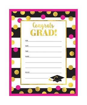 Graduation Gold Confetti Invitations (20 Count)