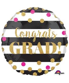 Gold Confetti Grad 18" Balloon (Each)