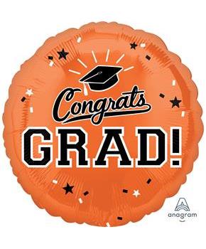 Graduation 18" Foil Balloon Orange (1)