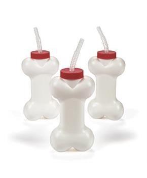 Molded Dog Bone Cups W/Straw (12)