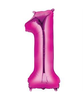 35" Number 1 Shaped Foil Balloon - Pink