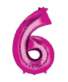 34" Number 6 Shaped Foil Balloon - Pink