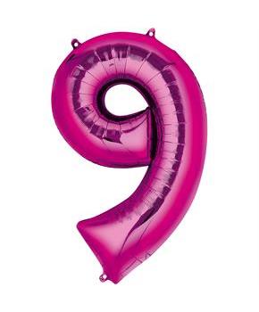34" Number 9 Shaped Foil Balloon - Pink
