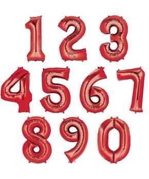 34" Number 0 Shaped Foil Balloon - Red