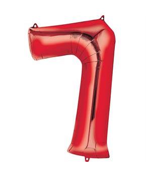 35" Number 7 Shaped Foil Balloon - Red